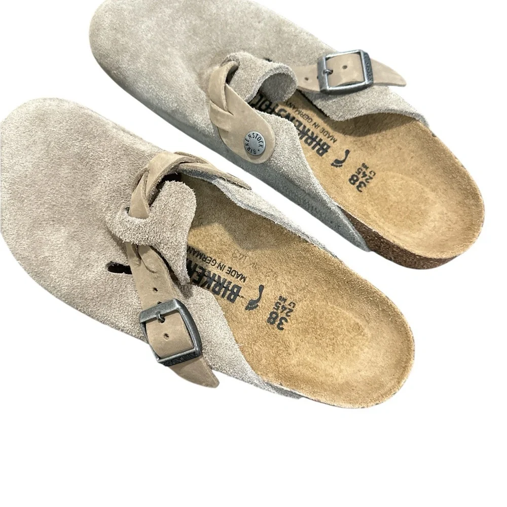 Birkenstock Beige Suede Mules - Picture 3 of 4
